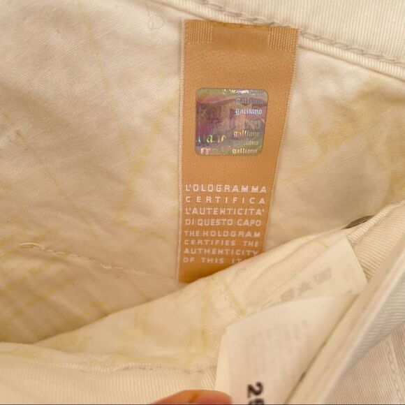 Galliano BNW Jeans Chinos Regular Women In White Slim Fit Mid rise Italy 25x31 - Picture 10 of 10